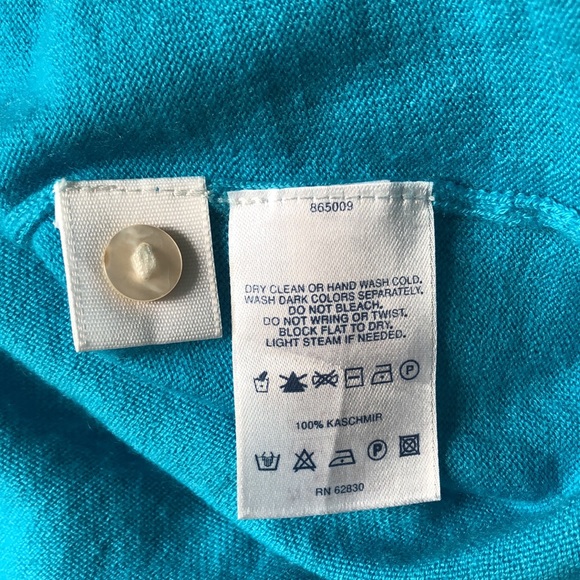 Land’s End turquoise knit polo, 100% kaschmir/cashmere, S - Picture 4 of 5